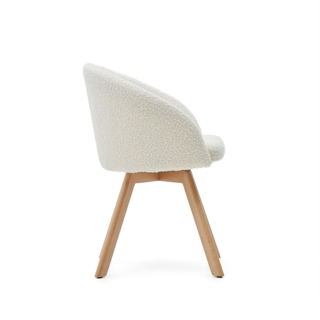Scaun dining rotativ alb din textil Marvin Fleece Kave Home