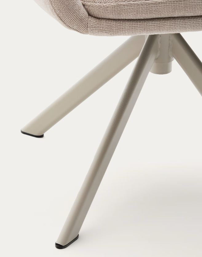 Scaun dining rotativ bej din textil Dorina Chenille Kave Home