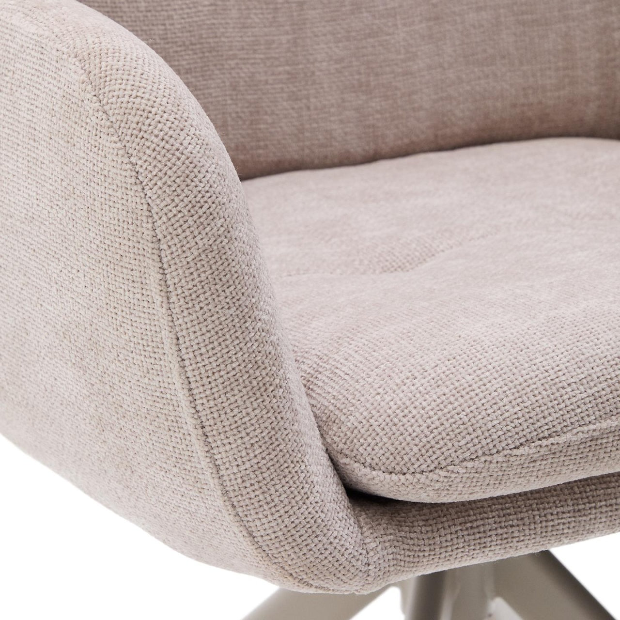 Scaun dining rotativ bej din textil Lexa Chenille Kave Home