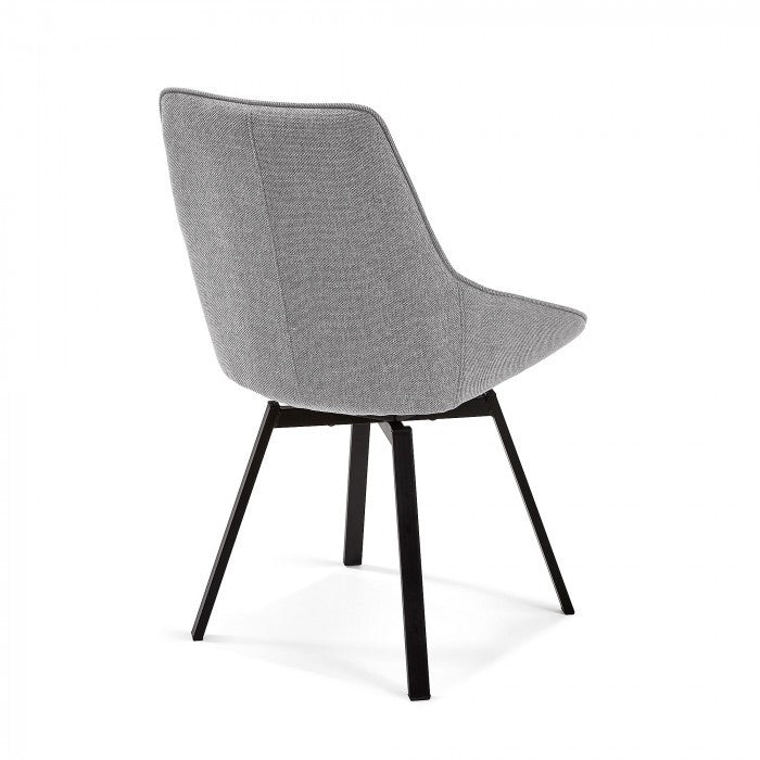 Scaun dining rotativ gri/negru din textil Haston Light Kave Home