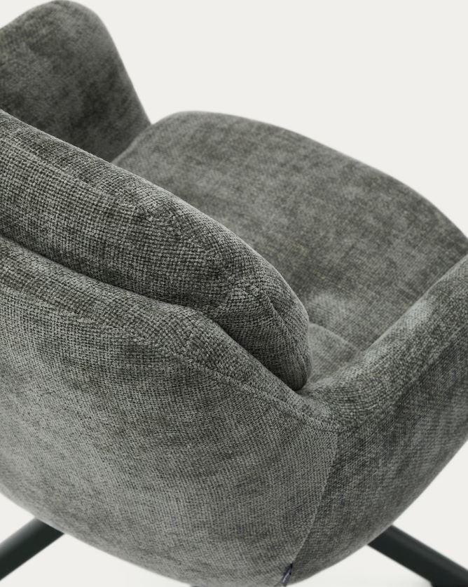 Scaun dining rotativ verde/negru din textil Lexa Chenille Kave Home
