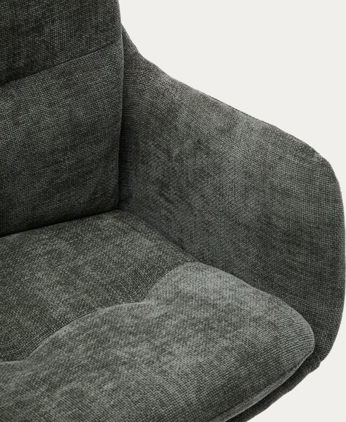 Scaun dining rotativ verde/negru din textil Lexa Chenille Kave Home