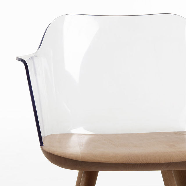 Scaun dining transparent/maro din lemn Bjorg Kave Home