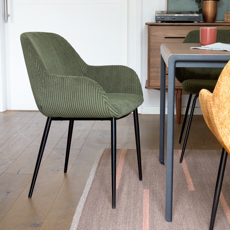Scaun dining verde din catifea Konna Style Kave Home
