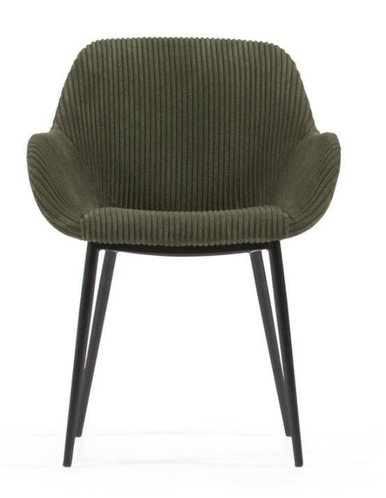 Scaun dining verde din catifea Konna Style Kave Home