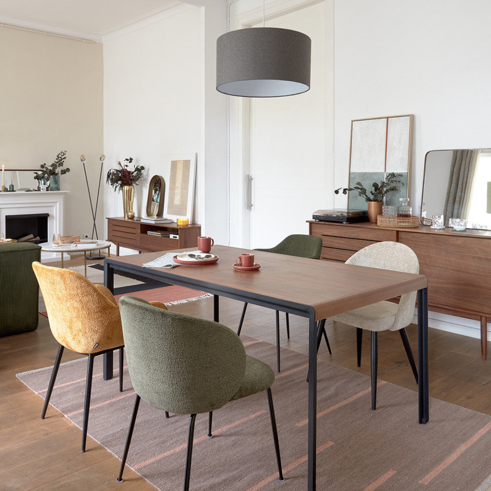 Scaun dining verde din catifea Minna Kave Home