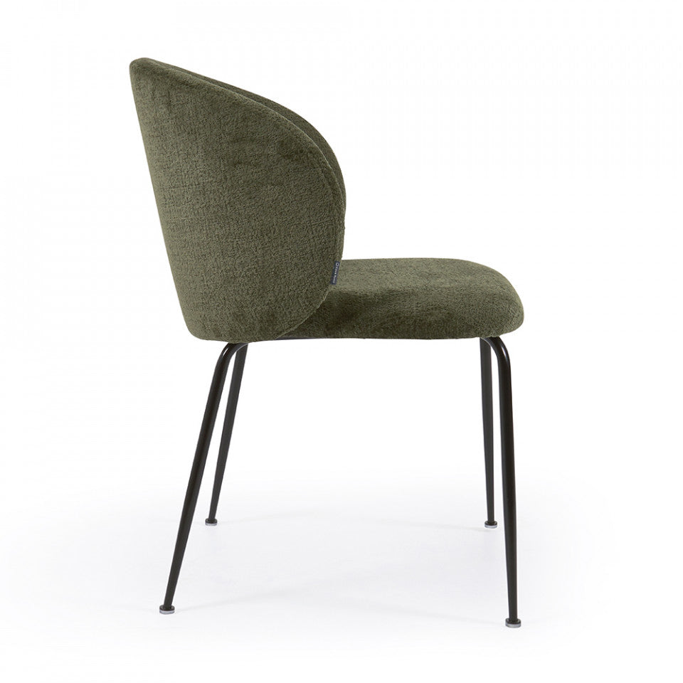 Scaun dining verde din catifea Minna Kave Home