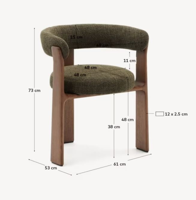 Scaun dining verde din textil Granite Chenille Kave Home