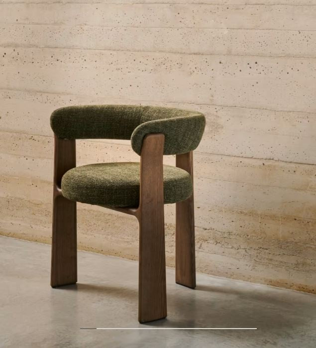 Scaun dining verde din textil Granite Chenille Kave Home