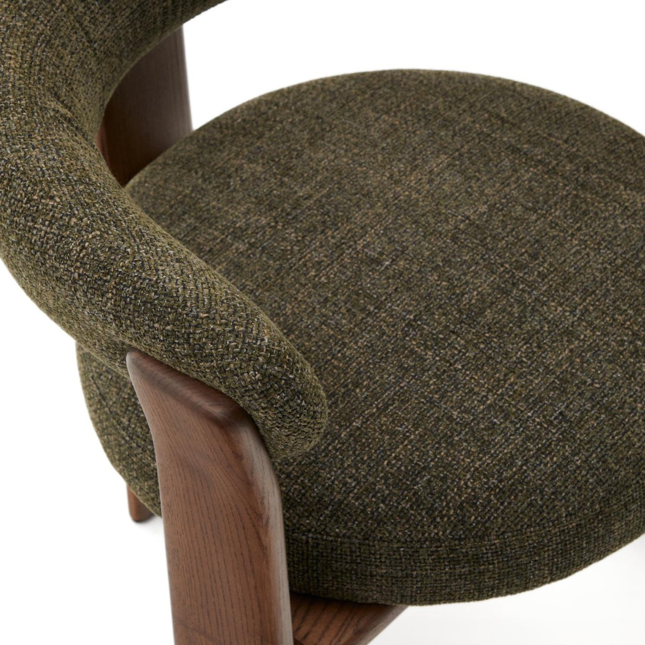 Scaun dining verde din textil Granite Chenille Kave Home