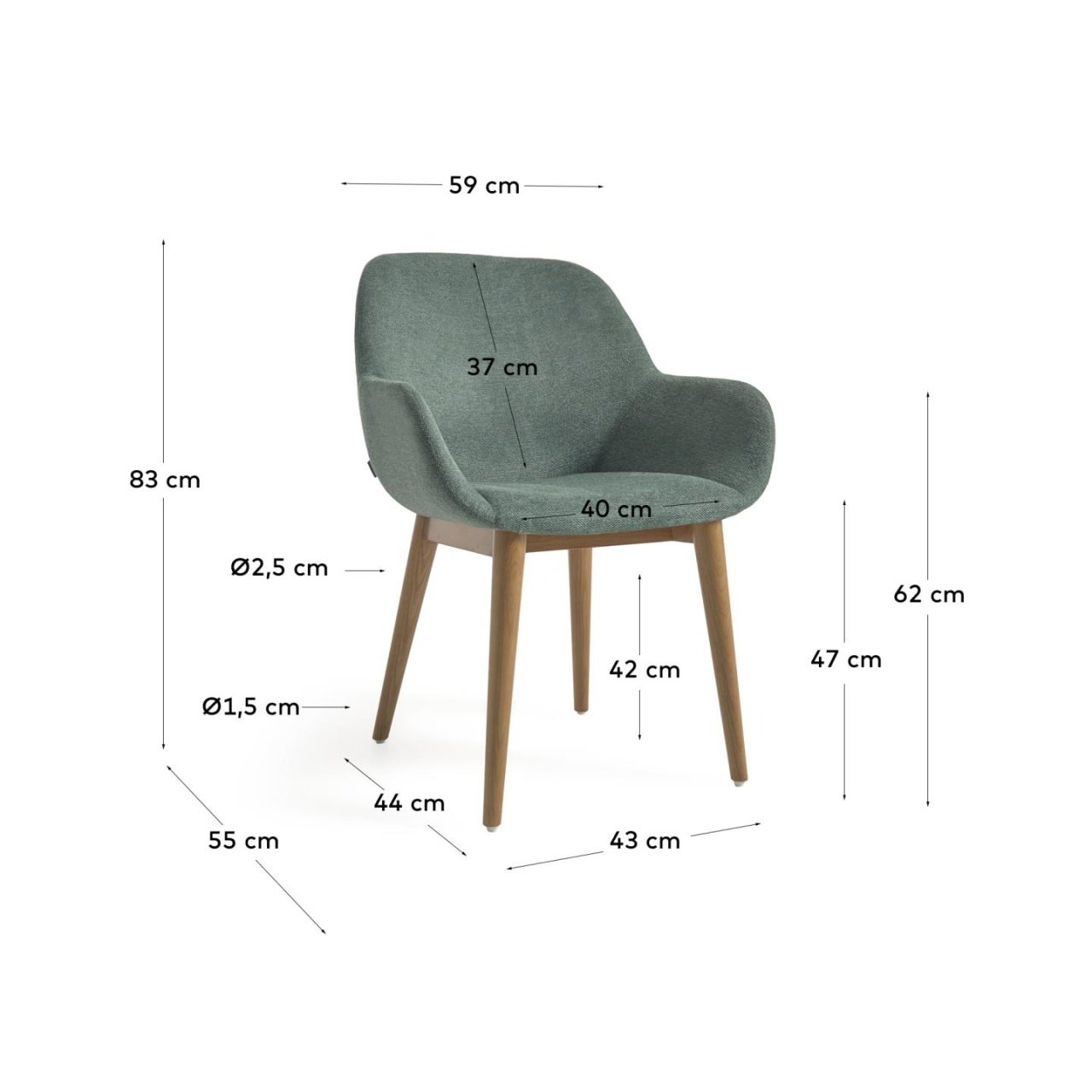 Scaun dining verde din textil Konna Kave Home