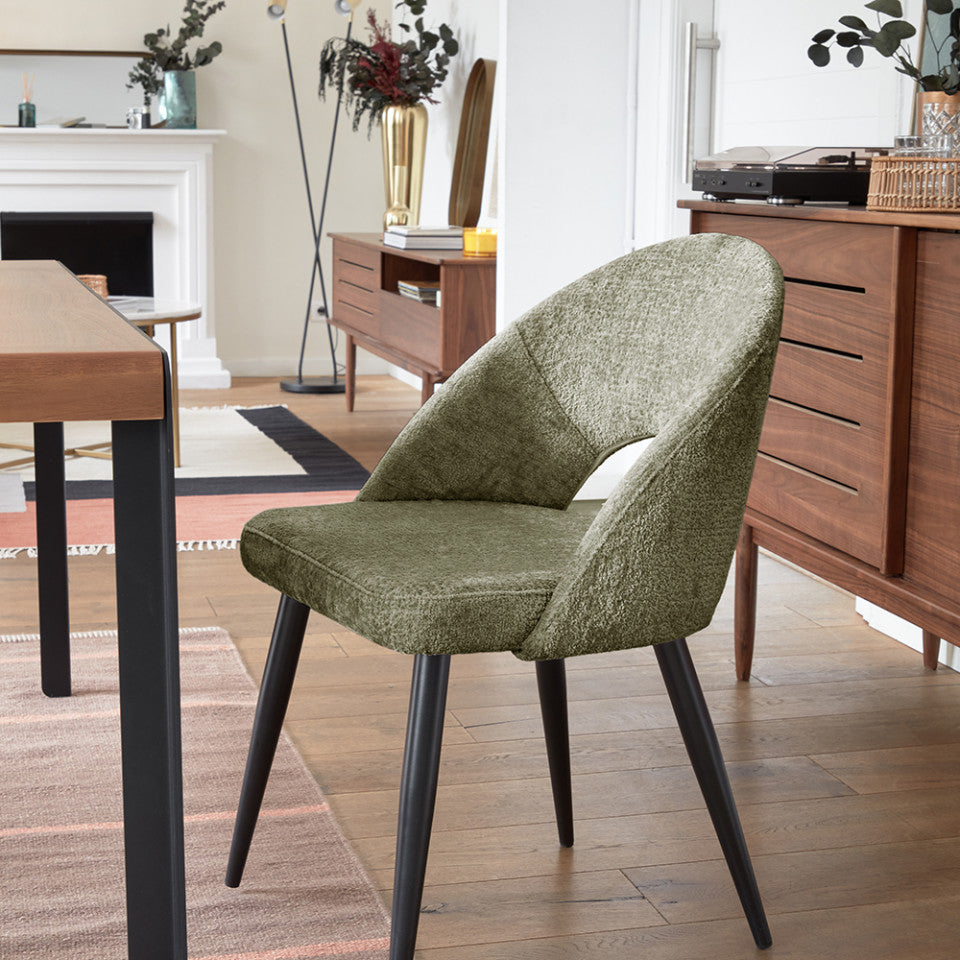 Scaun dining verde din textil Mael Kave Home