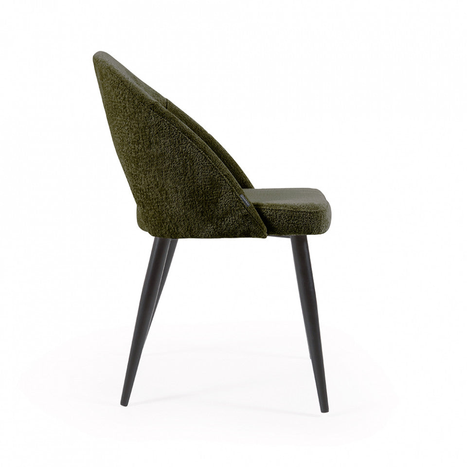 Scaun dining verde din textil Mael Kave Home