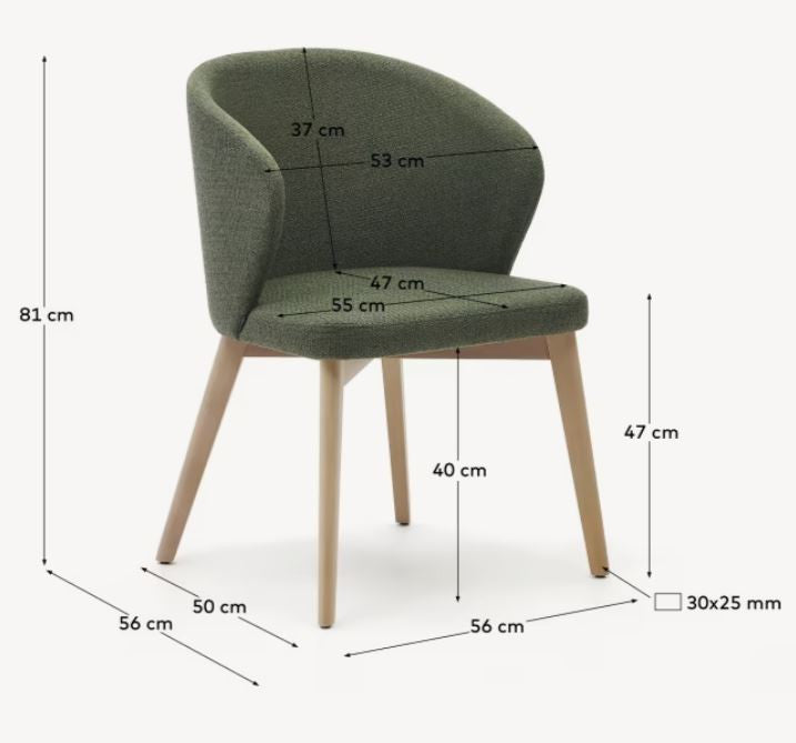 Scaun dining verde/maro deschis din textiln Darice Kave Home