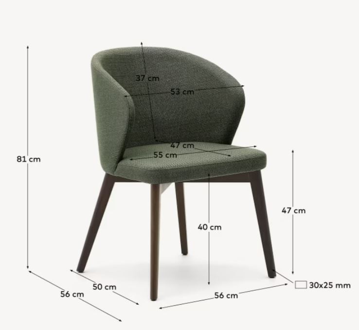 Scaun dining verde/maro inchis din textil Darice Kave Home