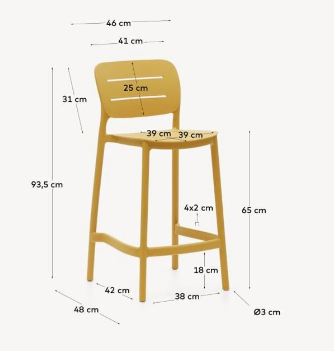 Scaun exterior bar galben mustar din plastic Morella Kave Home