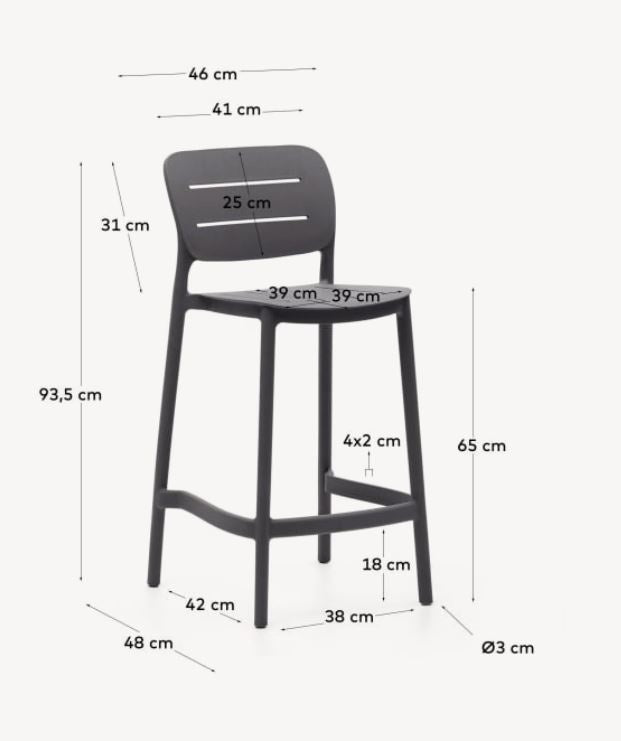 Scaun exterior bar gri din plastic Morella Kave Home