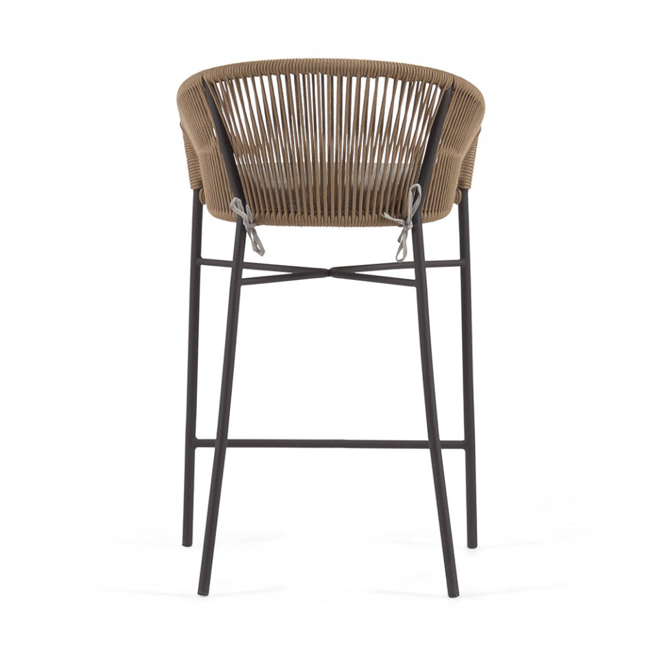 Scaun exterior bar maro/negru din metal Yanet Kave Home