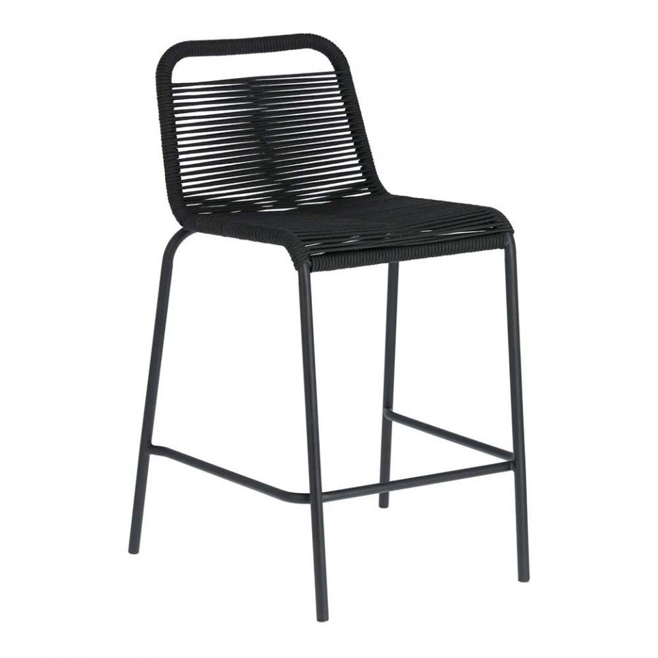 Scaun exterior bar negru din metal Lambton Small Kave Home