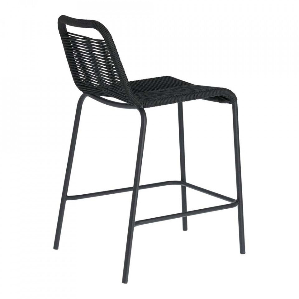 Scaun exterior bar negru din metal Lambton Small Kave Home