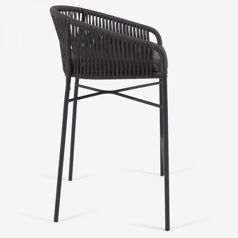 Scaun exterior bar negru din metal Yanet Kave Home