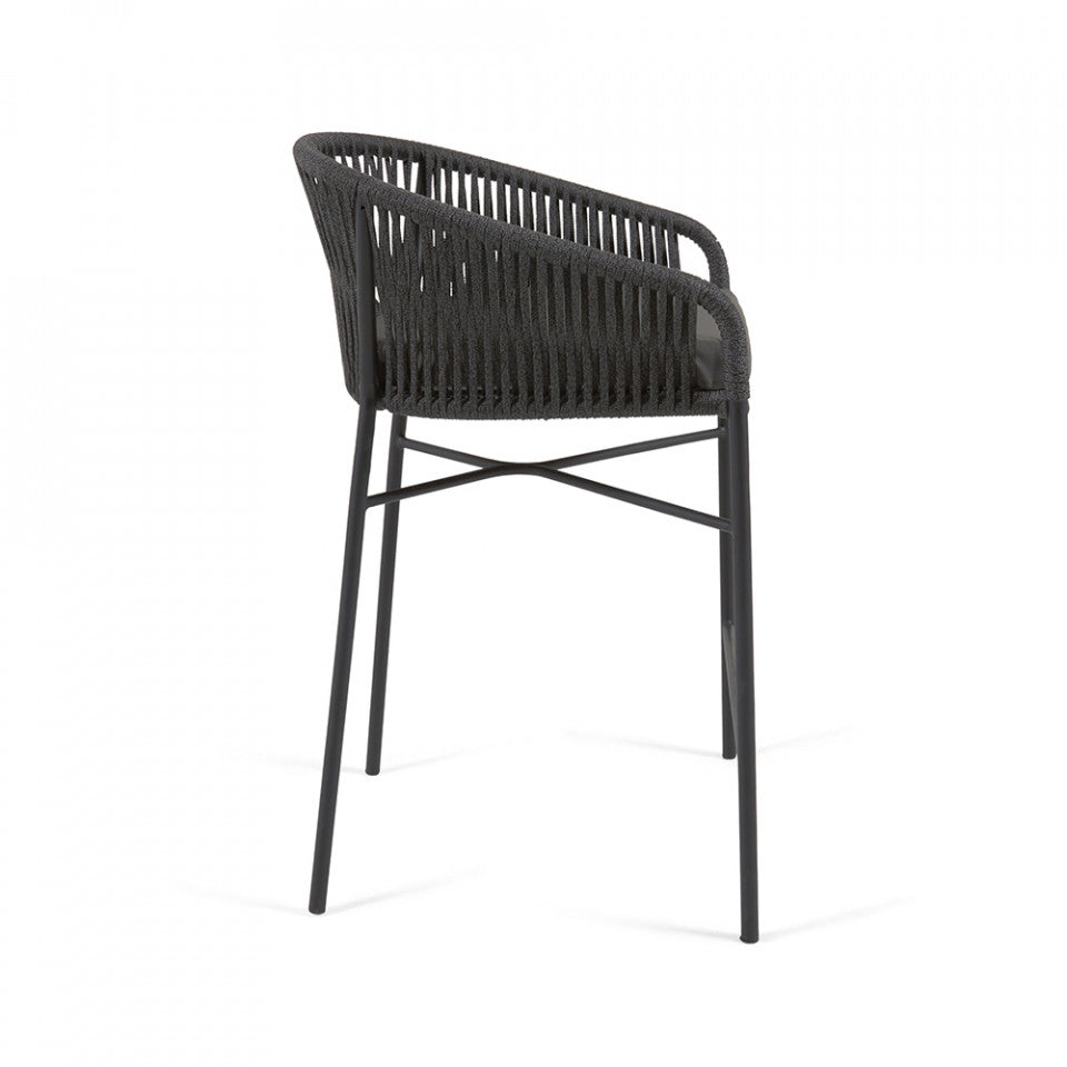 Scaun exterior bar negru din metal Yanet Low Kave Home