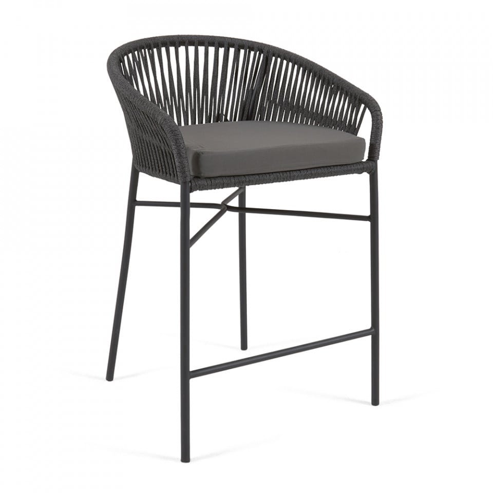 Scaun exterior bar negru din metal Yanet Low Kave Home