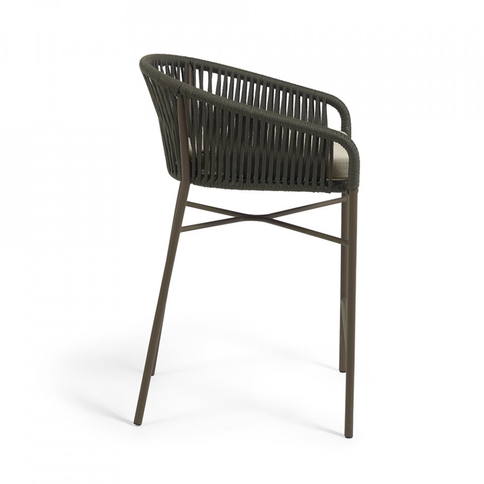 Scaun exterior bar verde din metal Yanet Style Kave Home