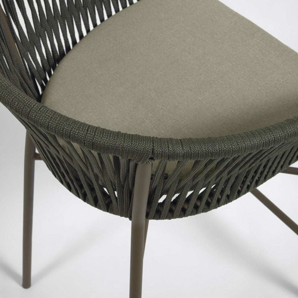 Scaun exterior bar verde din metal Yanet Style Kave Home