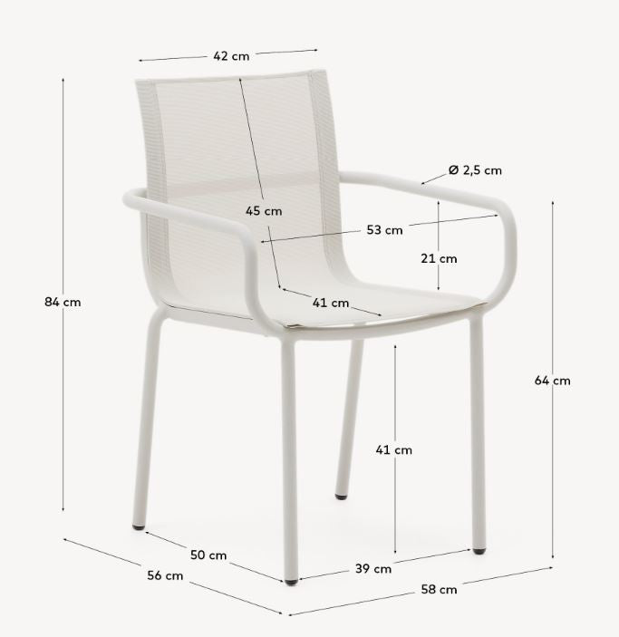 Scaun exterior dining alb din metal Galdana Kave Home