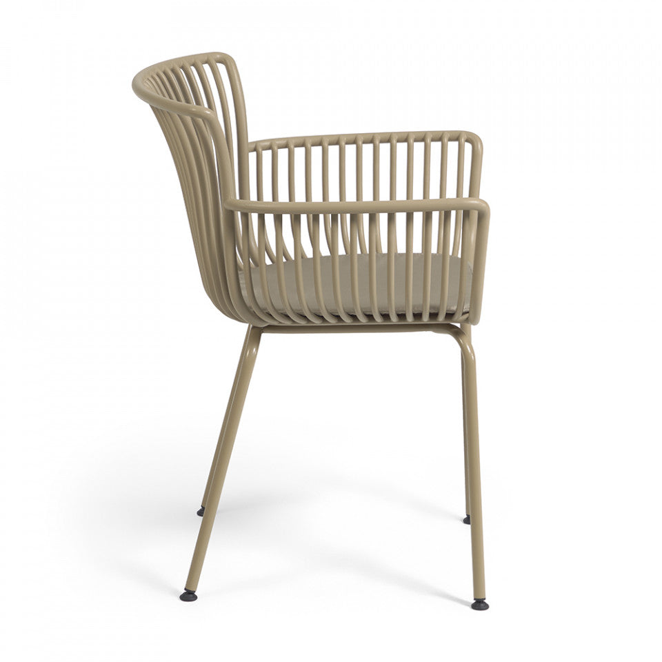 Scaun exterior dining bej din metal Surpika Kave Home