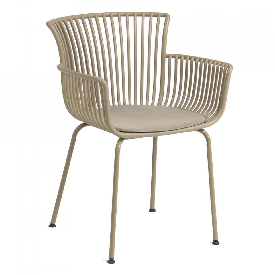 Scaun exterior dining bej din metal Surpika Kave Home