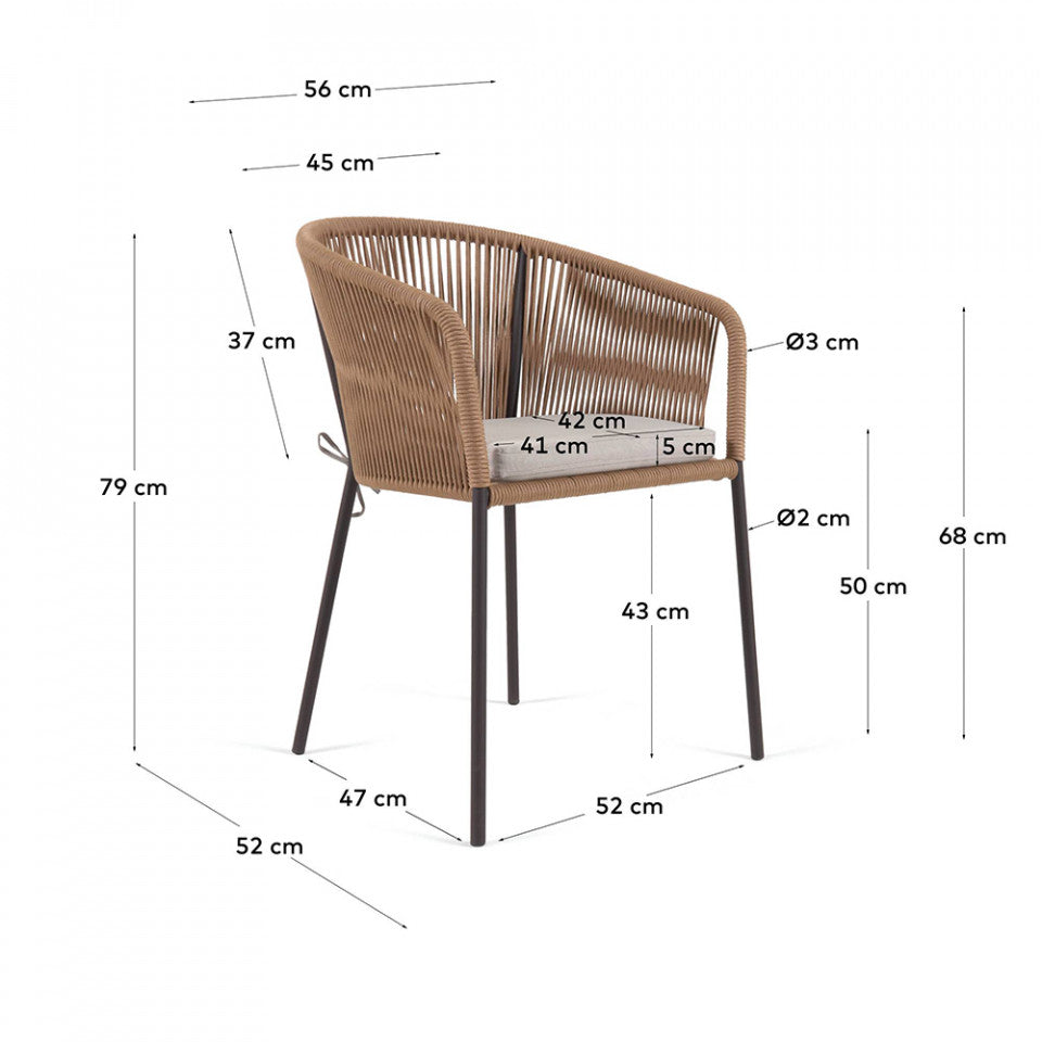 Scaun exterior dining bej din metal Yanet Kave Home