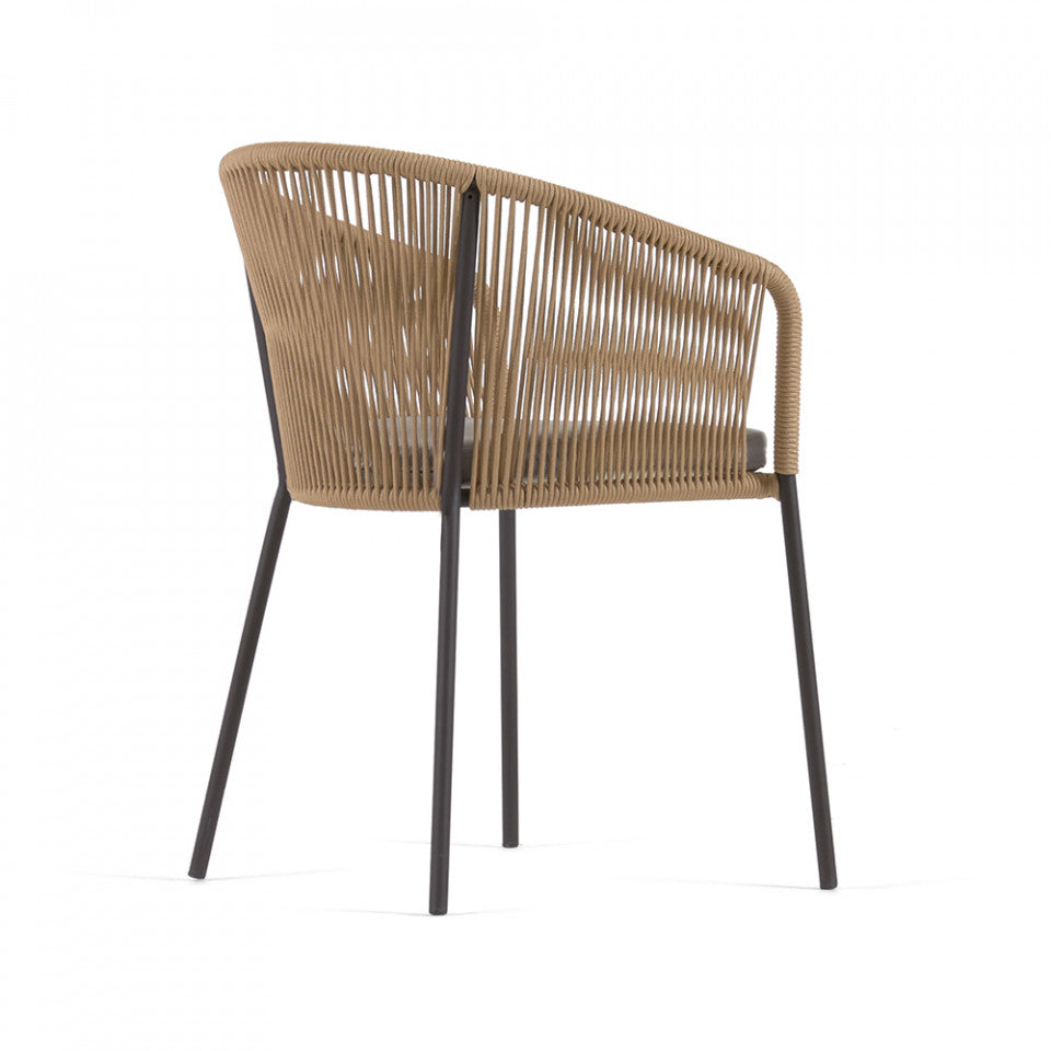 Scaun exterior dining bej din metal Yanet Kave Home