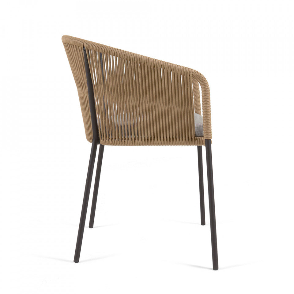Scaun exterior dining bej din metal Yanet Kave Home