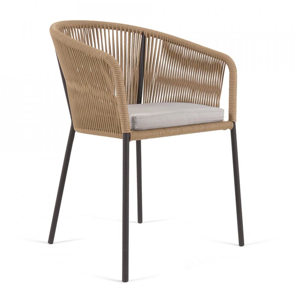 Scaun exterior dining bej din metal Yanet Kave Home