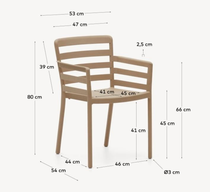 Scaun exterior dining bej din plastic Nariet Kave Home