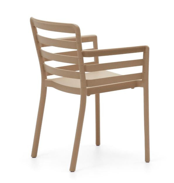 Scaun exterior dining bej din plastic Nariet Kave Home