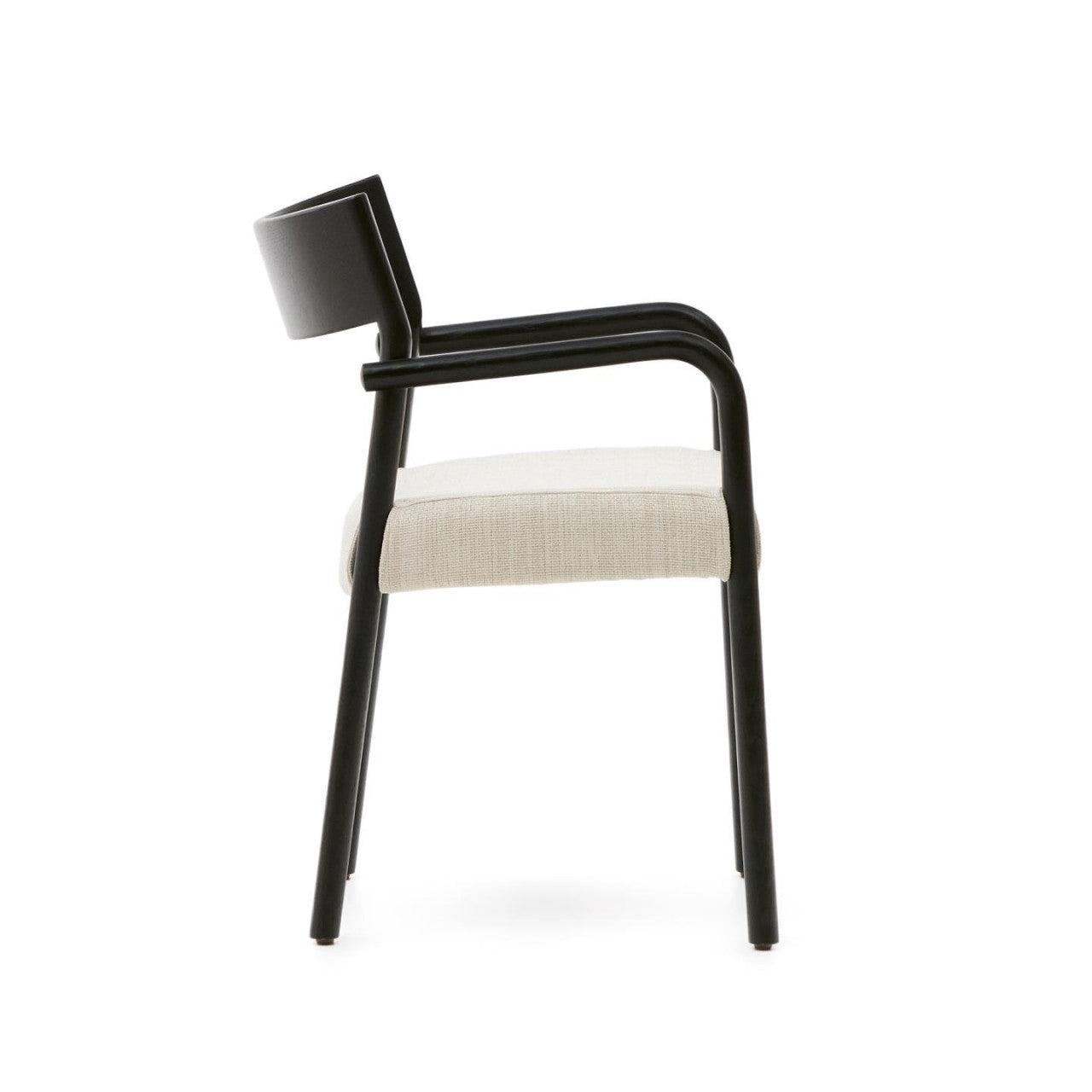 Scaun exterior dining bej/negru din lemn Falconera Kave Home