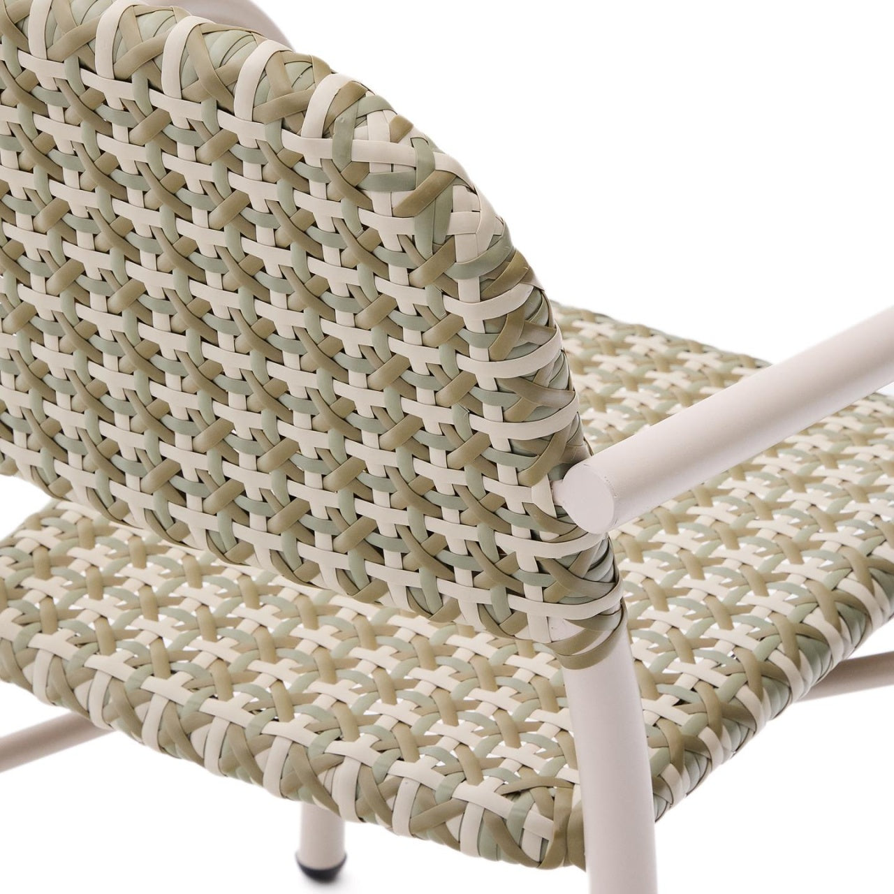 Scaun exterior dining bej/ verde din metal Tuccia Kave Home