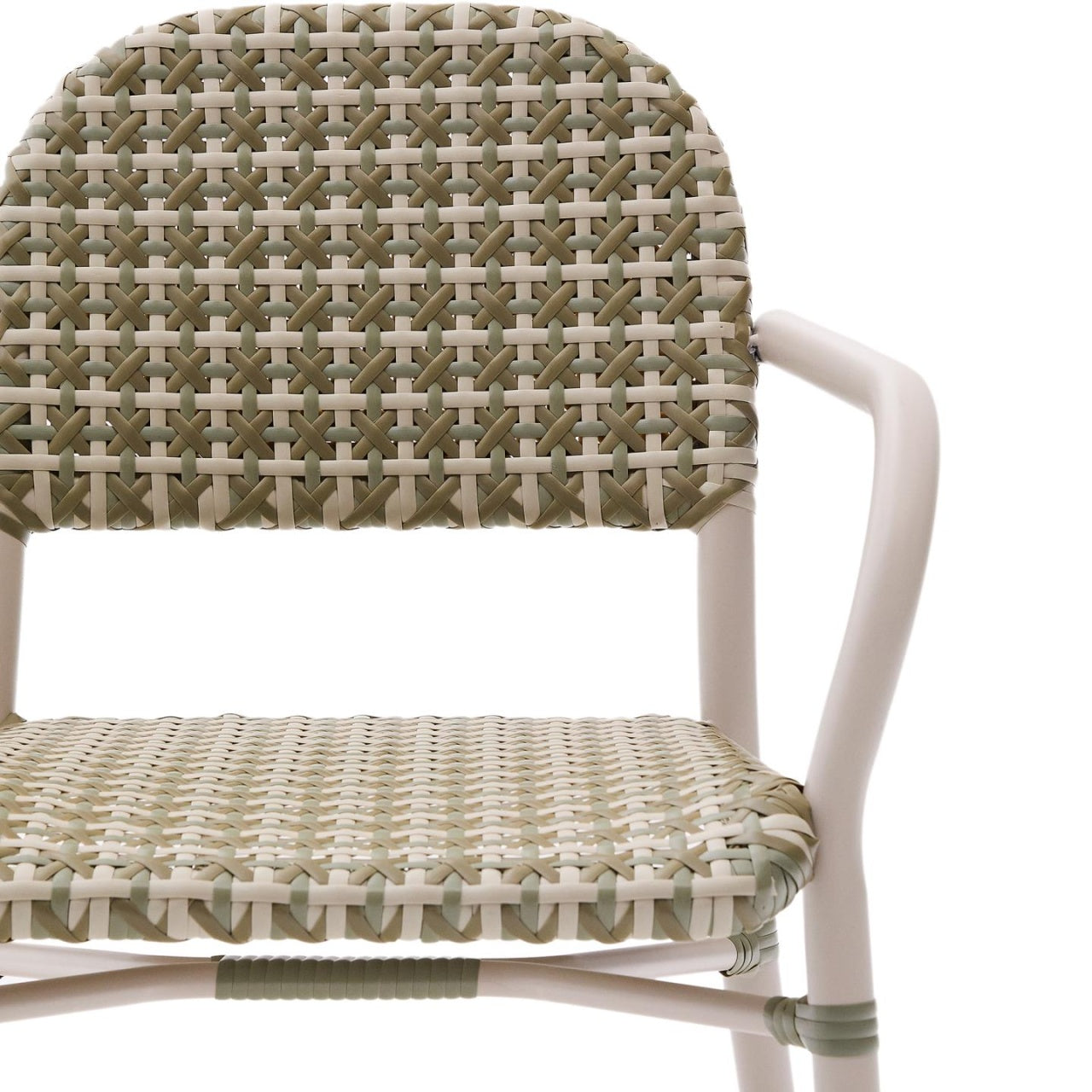 Scaun exterior dining bej/ verde din metal Tuccia Kave Home