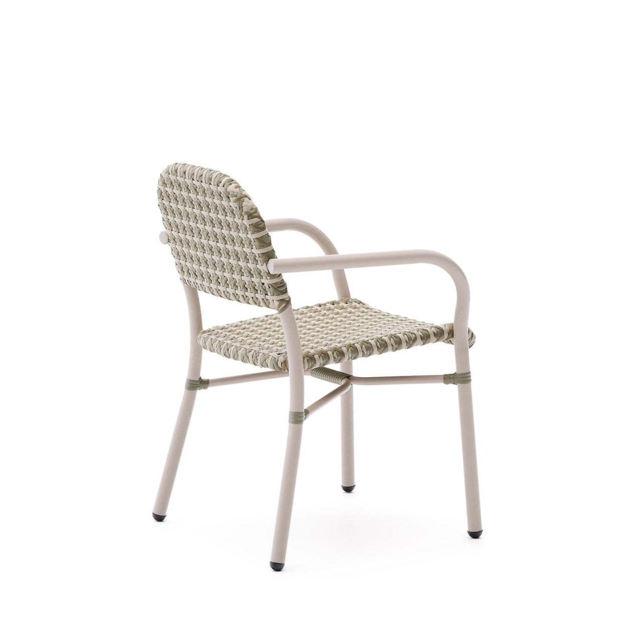 Scaun exterior dining bej/ verde din metal Tuccia Kave Home