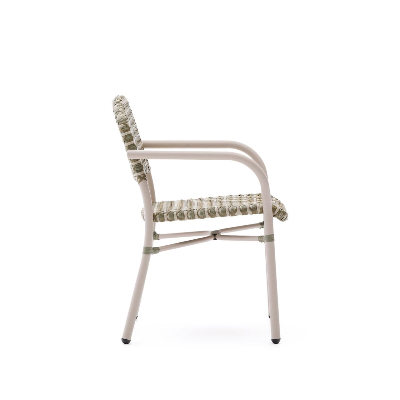 Scaun exterior dining bej/ verde din metal Tuccia Kave Home