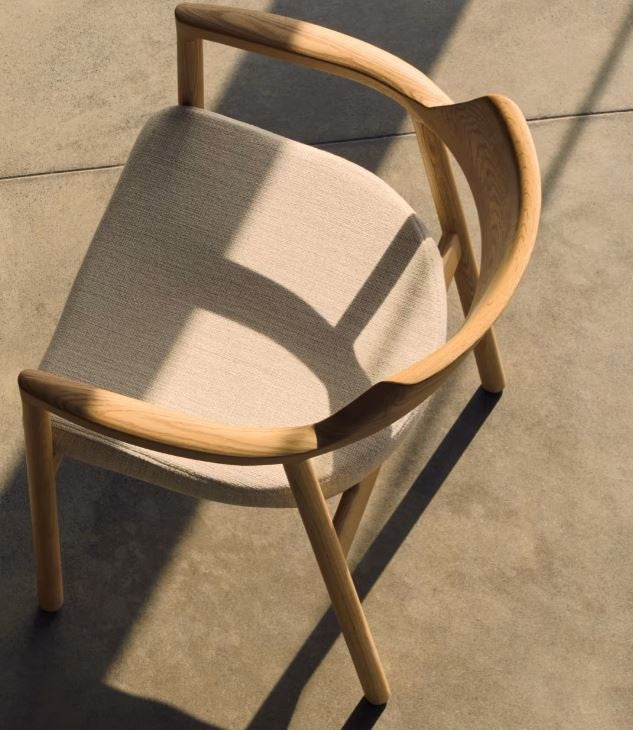 Scaun exterior dining crem/maro din lemn Alocs Kave Home