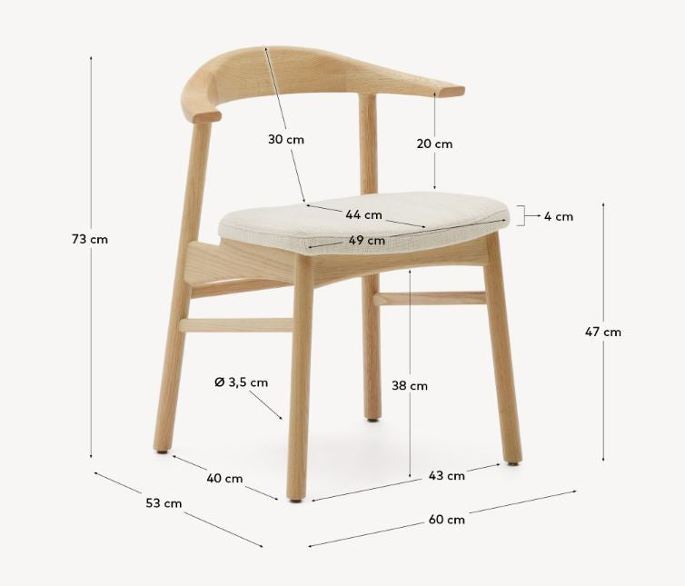 Scaun exterior dining crem/maro din lemn Timons Kave Home