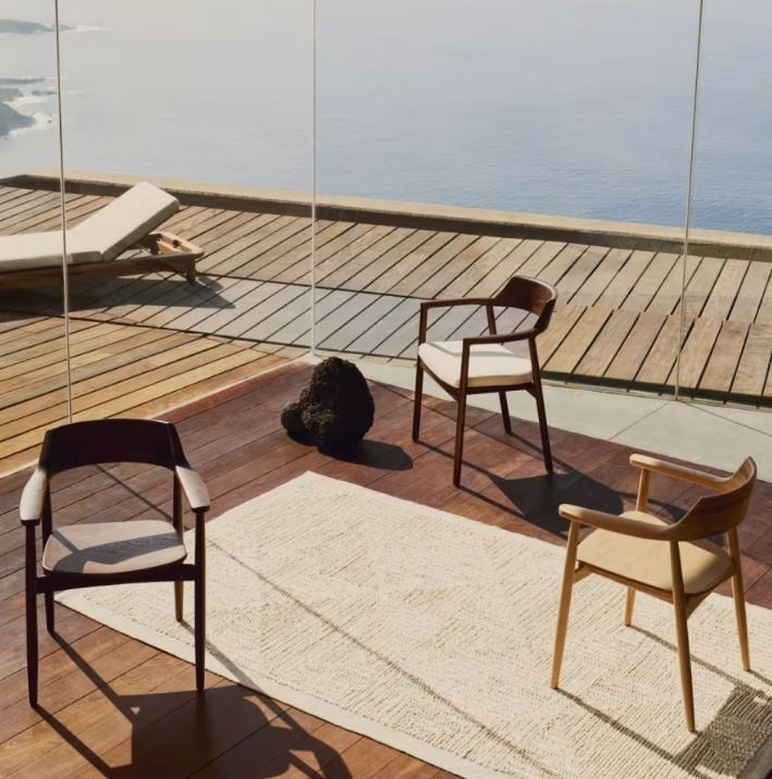 Scaun exterior dining crem/maro inchis din lemn Alocs Kave Home