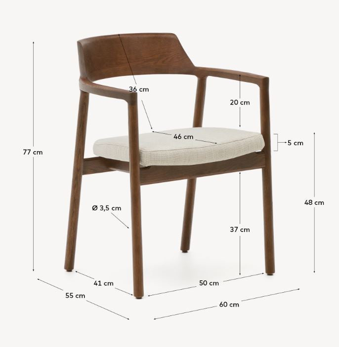 Scaun exterior dining crem/maro inchis din lemn Alocs Kave Home