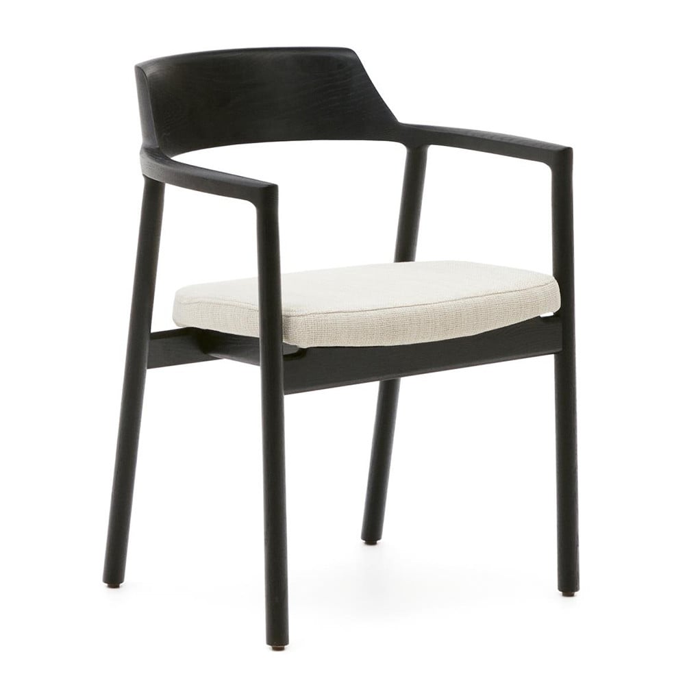 Scaun exterior dining crem/negru din lemn Alocs Kave Home