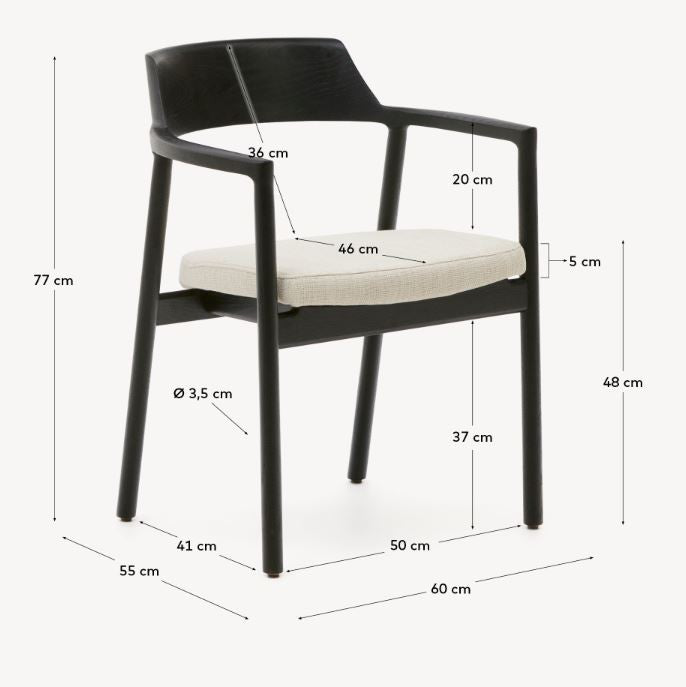 Scaun exterior dining crem/negru din lemn Alocs Kave Home