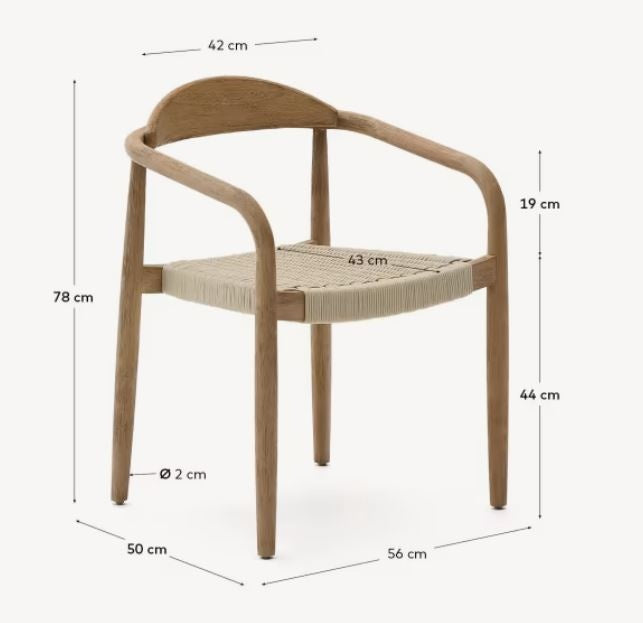 Scaun exterior dining ecru din lemn Nina Kave Home
